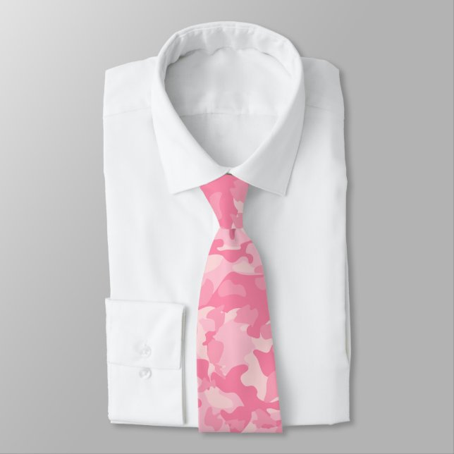 Corbata Impresión de camo rosa crudo (Atado)