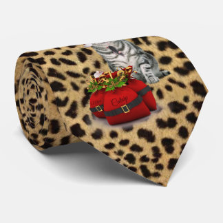 Corbata Impresión de Cheetah para Navidades de gato y rató