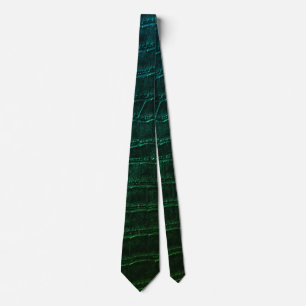 Corbata Impresión de cuero de cocodrilo caimán verde falso
