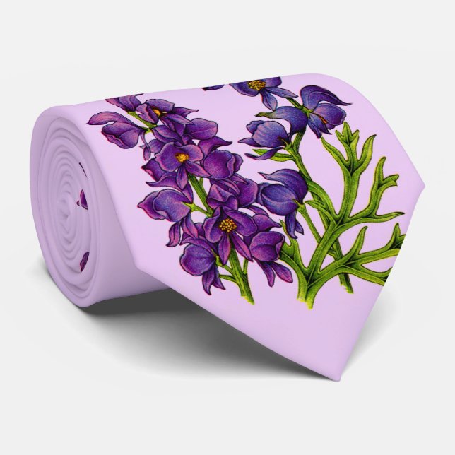 Corbata impresión de flores de monje (Enrollado)