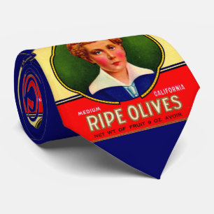 Corbata Impresión de la etiqueta de aceitunas de LaPerla d