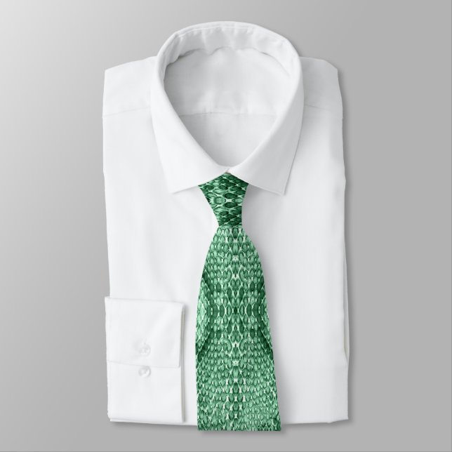 Corbata Impresión de la piel de serpiente verde claro (Atado)