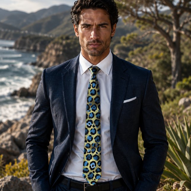 Corbata Impresión de leopardo dorado y azul (Subido por el creador)