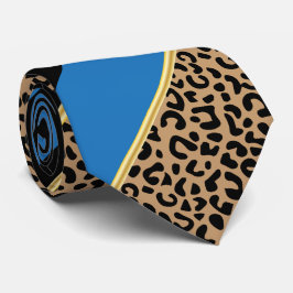 Corbata Impresión de leopardo en franja diagonal negra, do