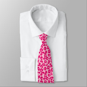 Corbata Impresión de leopardo en rosa pastel, rosa calient