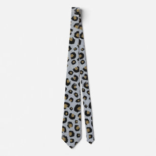 Corbata Impresión de leopardo negro Purpurina de oro plate
