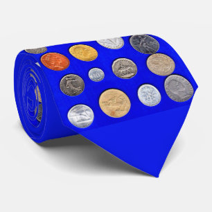 Corbata impresión de monedas extranjeras