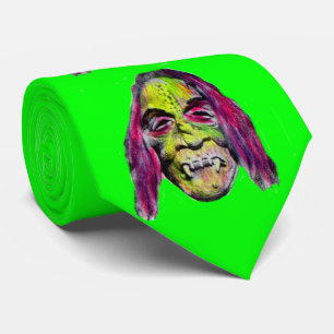 Corbata impresión de monstruo de terror diabólico aterrado