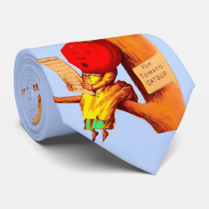 Corbata Impresión de mujer cabeza de tomate con tarjeta de