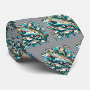 Corbata Impresión de peces coloridos