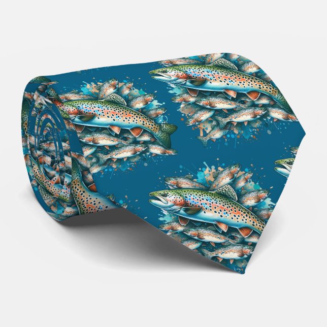 Corbata Impresión de peces coloridos (Enrollado)