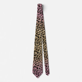 Corbata Impresión de Safari Leopard rosa y dorado de Rubor