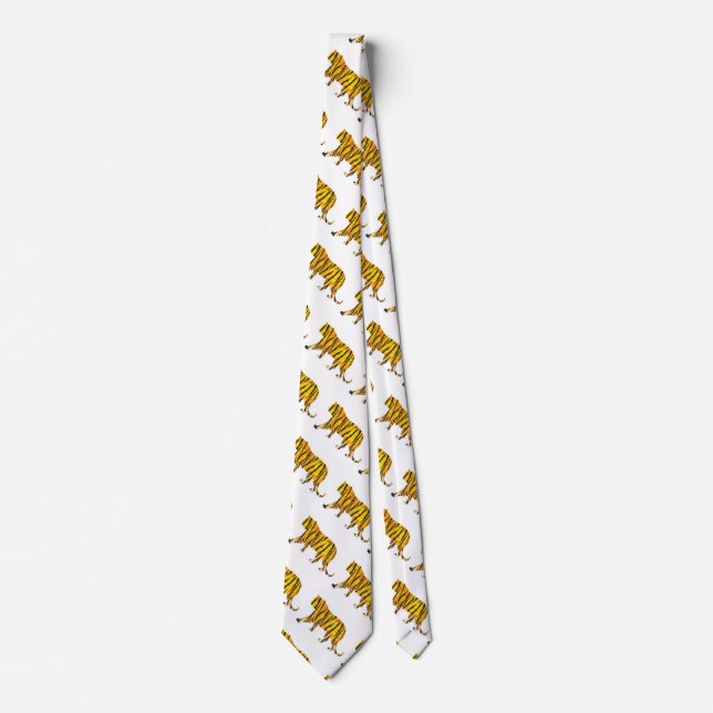 Corbata Impresión de tigre negro y Naranja (Anverso)