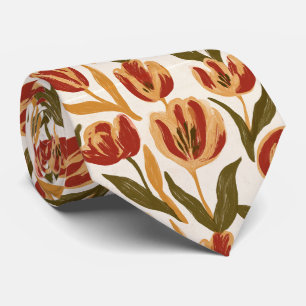 Corbata Impresión de Tulipán Día del Padre Boda Retro