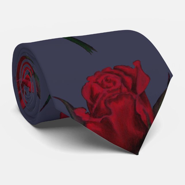 Corbata Impresión del rosa rojo (Enrollado)