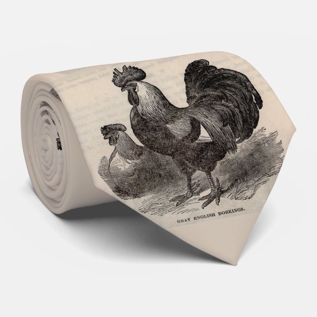 Corbata Impresión del siglo XIX gallinas dorkings grises i (Enrollado)