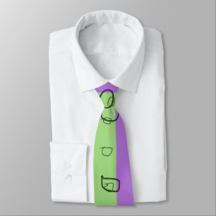 Corbata Impresión étnica de decoración floral morado verde