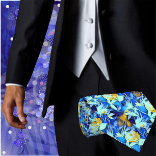 Corbata Impresión floral de flores tropicales