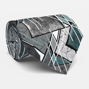 Corbata Impresión geométrica gris claro