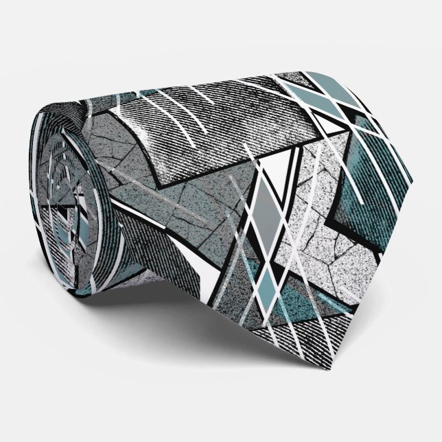 Corbata Impresión geométrica gris claro (Enrollado)