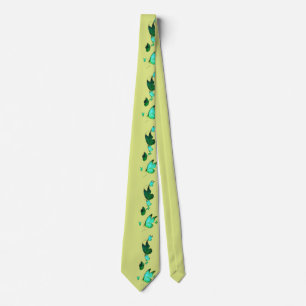 Corbata Impresión lateral floral y mariposa