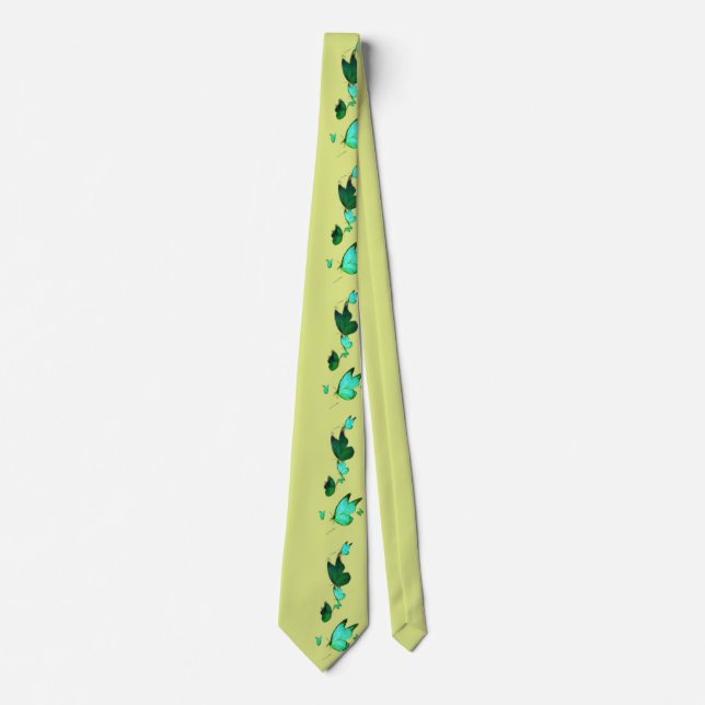 Corbata Impresión lateral floral y mariposa  (Anverso)