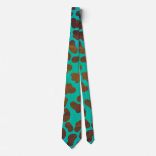 Corbata Impresión marrón y azul teñido dálmata