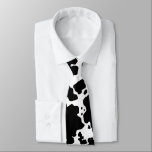 Corbata Impresión moderna de animales de piel de vaca negr<br><div class="desc">Las zonas de piel de vaca blanca y negra, clásicas y de moda, decoran la casa con regalos. Huella animal de manchas de vacas</div>