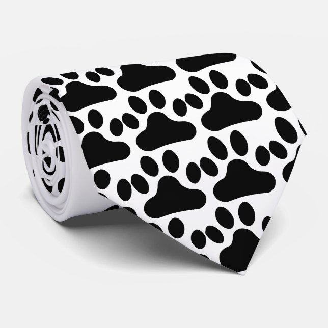 Corbata Impresión negra de la pata (Enrollado)
