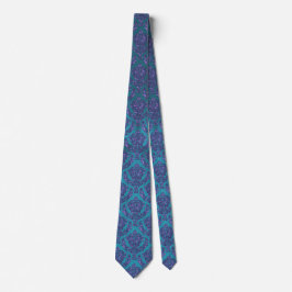 Corbata Impresión púrpura del damasco de la turquesa