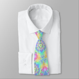 Corbata Impresión retro 60 de kaleidoscopio pastel brillan