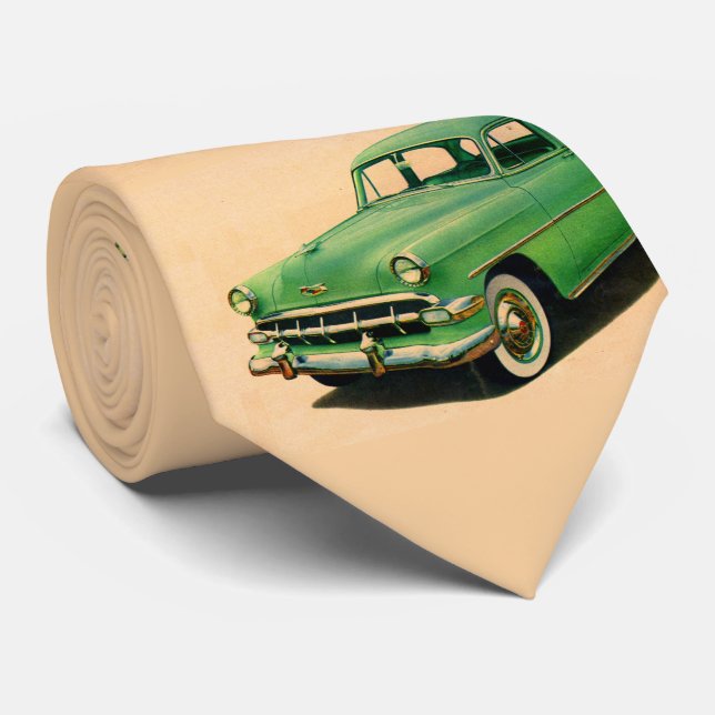 Corbata Impresión verde Chevy de los años 1950 (Enrollado)