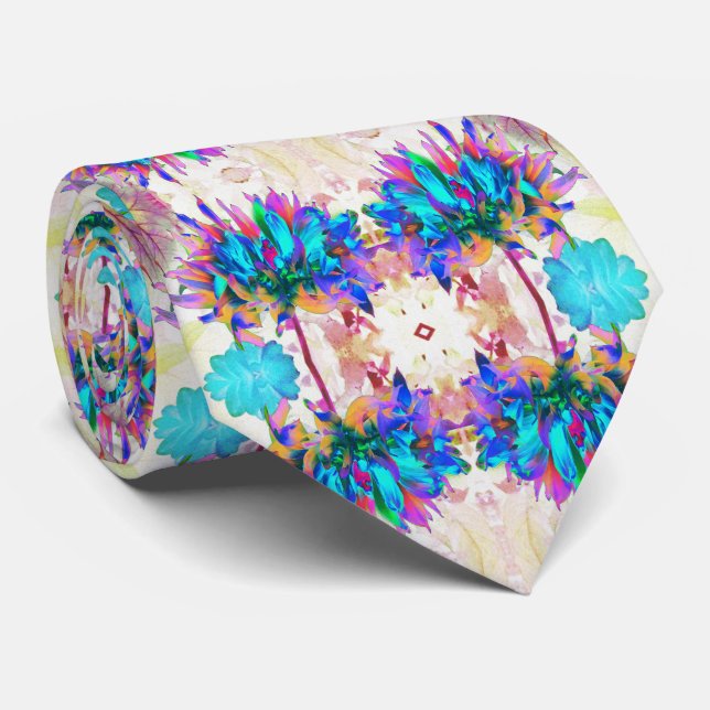Corbata Impresionante acuarela Cactus Arcoiris Dahlia (Enrollado)