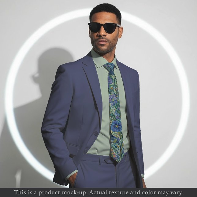 Corbata Impressionist Blue Floral Necktie (Subido por el creador)