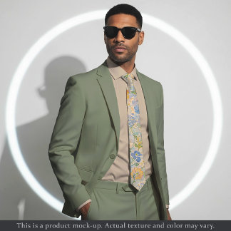 Corbata Impressionist Pastel Floral Necktie