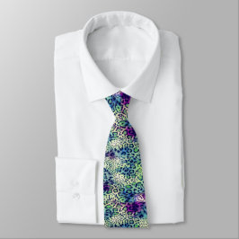 Corbata Imprimir verde animal y morado
