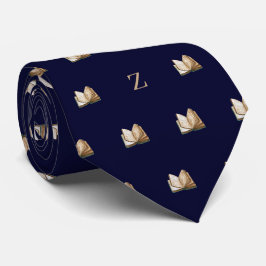 Corbata Inciales Monogramadas de Libro Vintage Acuarela Az
