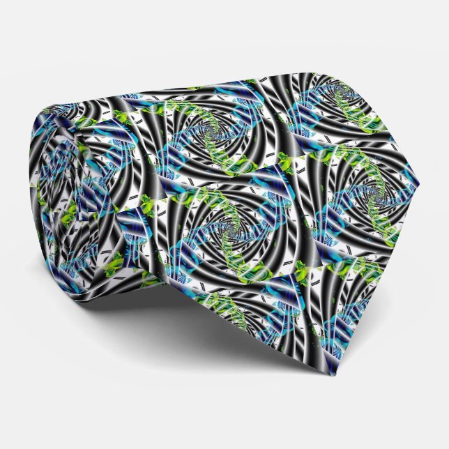 Corbata Incompleto | Arte fractal azul y verde (Enrollado)
