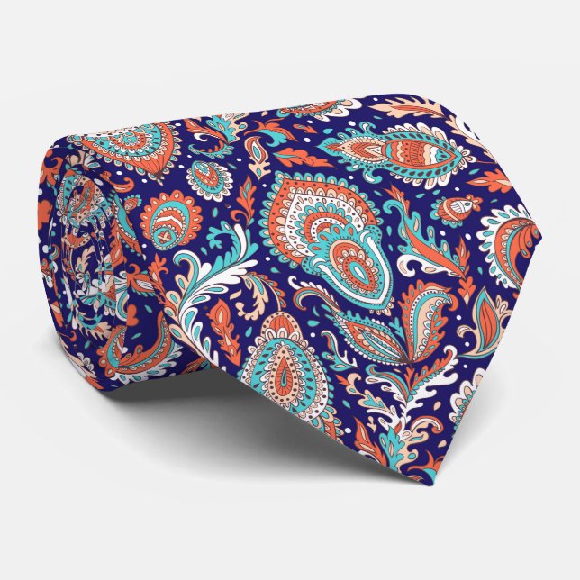 Corbata Indian style paisley floral seamless pattern (Enrollado)