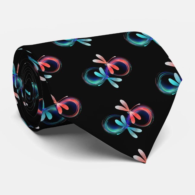 Corbata Infinito con libélulas brillantes (Enrollado)