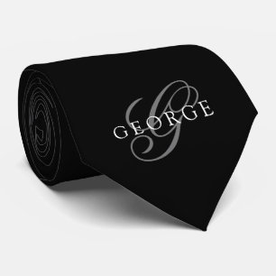 Corbata Inicial de monograma Script Negro