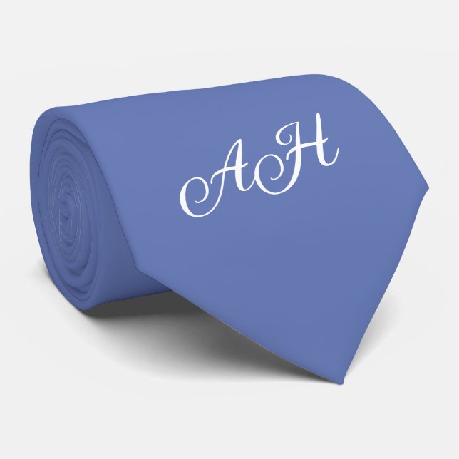 Corbata Iniciales Azules Padrinos Monograma Monogramado  (Enrollado)