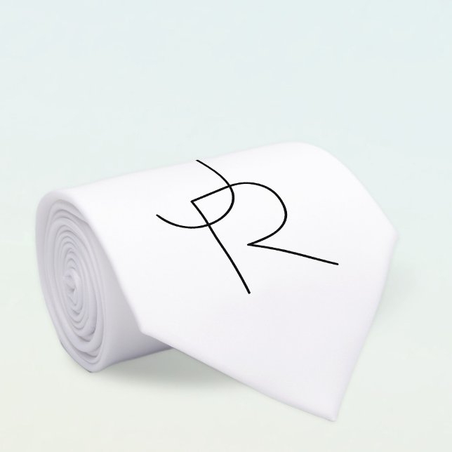 Corbata Iniciales de superposición | Negro Sobre Blanco (Subido por el creador)