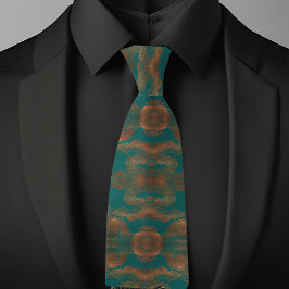 Corbata Inspiración Boho Cobre y Turquesa