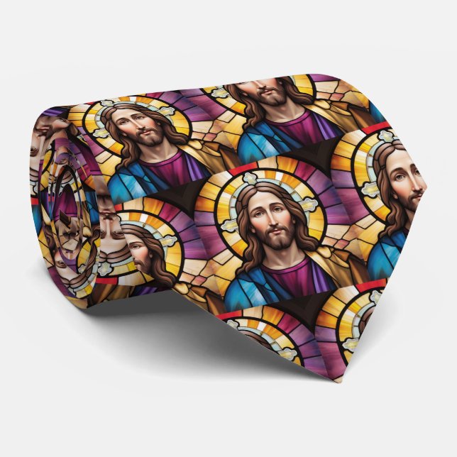 Corbata Inspiración de Jesucristo de Vidrio Mantenido (Enrollado)