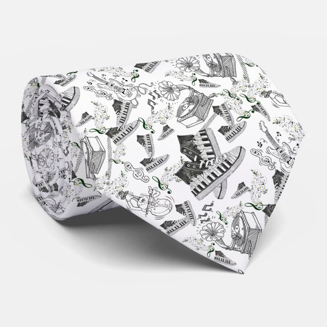 Corbata Instrumento musical y flores (Enrollado)