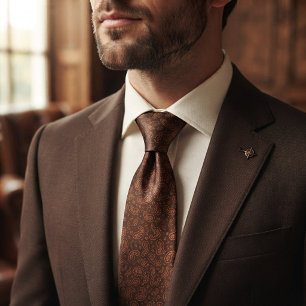 Corbata Invitado de boda Micro-Paisley Heritage Marrón