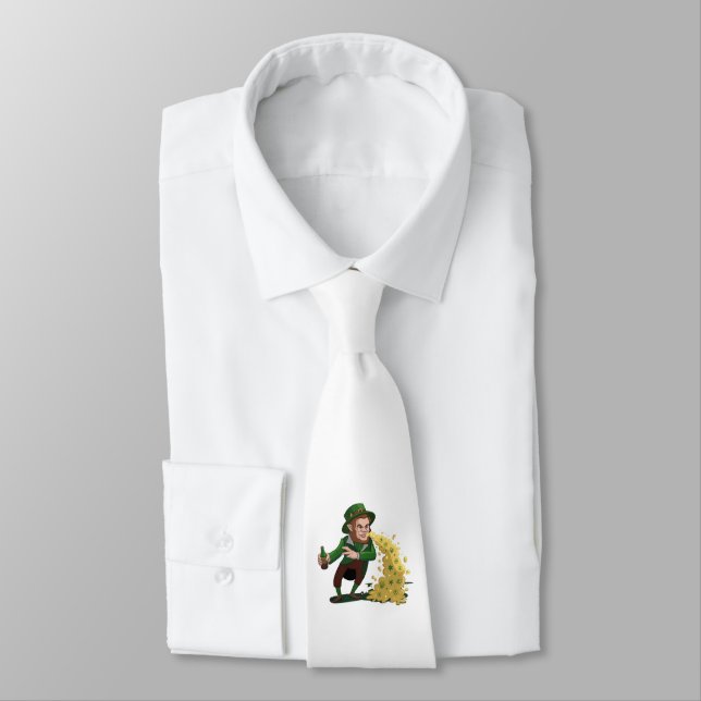 Corbata Irlandés Leprechaun Tossing Lucky Cookies Funny (Atado)