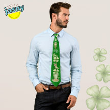 Irlandés St Patricks Day Shamrock Print Neck Tie