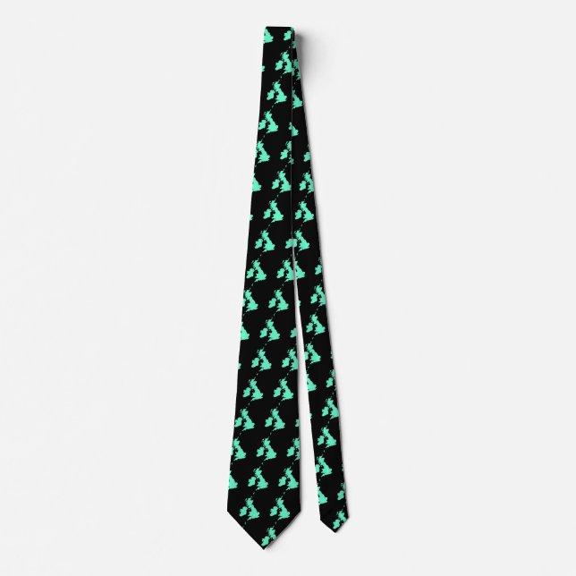 Corbata Islas Británicas - Turquesa en negro (Anverso)